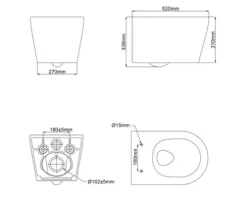 Jungborn Wand-WC Set SIX Tiefspüler ohne Spülrand weiß glänzend mit Beschichtung Nano-Effekt mit WC-Sitz (Absenkautomatik, Quick-Release leicht abnehmbar), Schallschutzmatte und Turbo-Flush-Technologie