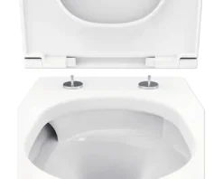 Jungborn Wand-WC Set SIX Tiefspüler ohne Spülrand weiß glänzend mit Beschichtung Nano-Effekt mit WC-Sitz (Absenkautomatik, Quick-Release leicht abnehmbar), Schallschutzmatte und Turbo-Flush-Technologie