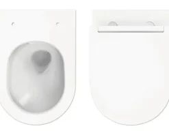 Jungborn Wand-WC Set SIX Tiefspüler ohne Spülrand weiß glänzend mit Beschichtung Nano-Effekt mit WC-Sitz (Absenkautomatik, Quick-Release leicht abnehmbar), Schallschutzmatte und Turbo-Flush-Technologie