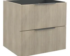 Jungborn Waschbeckenunterschrank QUATTRO BxHxT 60 x 55 x 46 cm Frontfarbe tabak eiche geriffelt inkl. Einzelsiphon