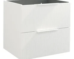 Jungborn Waschbeckenunterschrank QUATTRO BxHxT 60 x 55 x 46 cm Frontfarbe weiß matt geriffelt inkl. Einzelsiphon und Griff in weiß matt