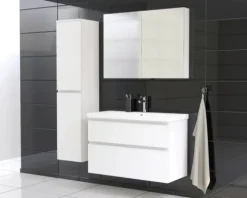 Jungborn Waschplatz TRENTA BxHxT 100x65x45 cm weiß matt mit Keramik-Waschtisch Griffleiste weiß