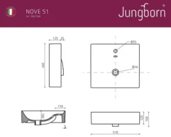 Jungborn Waschtisch NOVE 51 x 46 cm weiß glänzend