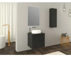 Jungborn Waschtischplatte SEDICI 61 x 50 cm Schwarz matt ohne Ausschnitt