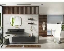 Jungborn Waschtischplatte 80,6 x 46 cm Kompaktmarmor Anthrazit ohne Ausschnitt