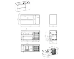 Jungborn Waschtischunterschrank DECEM BxHxT 1200 x 635 x 458 mm links Frontfarbe anthrazit matt