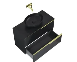 Jungborn Waschtischunterschrank NONUS BxHxT 1000 x 635 x 453 mm Frontfarbe schwarz matt