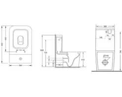 Jungborn WC-Kombination Set THREE 64 Tiefspüler offener Spülrand weiß glänzend mit WC-Sitz (Absenkautomatik, Quick-Release leicht abnehmbar)