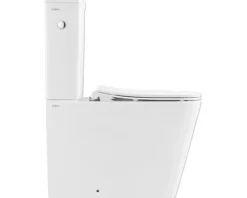 Jungborn WC-Kombination Set THREE 64 Tiefspüler offener Spülrand weiß glänzend mit WC-Sitz (Absenkautomatik, Quick-Release leicht abnehmbar)