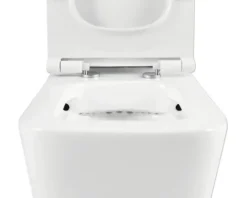 Jungborn WC-Kombination Set THREE 64 Tiefspüler offener Spülrand weiß glänzend mit WC-Sitz (Absenkautomatik, Quick-Release leicht abnehmbar)