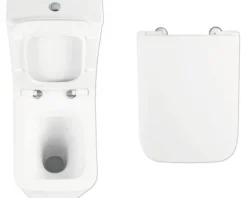 Jungborn WC-Kombination Set THREE 64 Tiefspüler offener Spülrand weiß glänzend mit WC-Sitz (Absenkautomatik, Quick-Release leicht abnehmbar)