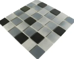 Keramikmosaik 28,8 x 28,8 cm grau schwarz