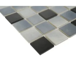 Keramikmosaik 28,8 x 28,8 cm grau schwarz