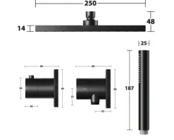 KEUCO Duscharmatur IXMO SETS BLACK SELECTION DVGW geprüft schwarz matt 59602370002