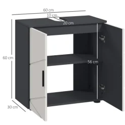 kleankin Waschbeckenunterschrank Unterschrank mit Verstellbarer Ablage, Waschtischunterschrank mit Griff, Badunterschrank mit Kippschutz, Grau, 60 x 30 x 60 cm