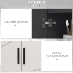 kleankin Waschbeckenunterschrank Unterschrank mit Verstellbarer Ablage, Waschtischunterschrank mit Griff, Badunterschrank mit Kippschutz, Grau, 60 x 30 x 60 cm