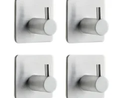 Klebehaken Edelstahl matt 4er Pack mit 3M Klebeband