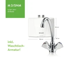 Klein-Durchlauferhitzer Clage M3/SNM hydraulisch inkl. Armatur