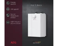 Kleinspeicher AEG Huz 5 Basis Untertischboiler 5 Liter Niederdruck mit Stecker