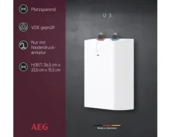 Kleinspeicher AEG U 5 Untertischboiler 5 Liter Niederdruck mit Stecker