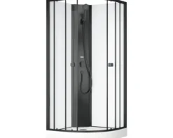 Komplettdusche Aurlane Essential Round 85 x 85 x 197 cm schwarz