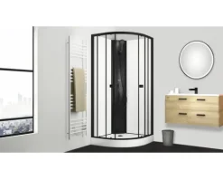 Komplettdusche Aurlane Essential Round 85 x 85 x 197 cm schwarz