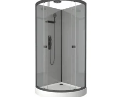 Komplettdusche Aurlane Grey Touch Round 90 x 90 x 215 cm schwarz