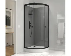 Komplettdusche Aurlane Grey Touch Round 90 x 90 x 215 cm schwarz