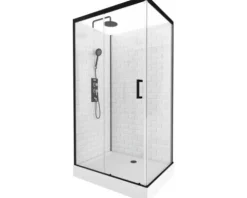Komplettdusche Aurlane Metro 110 x 80 x 230 cm schwarz