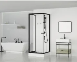 Komplettdusche Aurlane Multi Place 80 x 80 cm Profilfarbe schwarz Klarglas