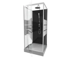 Komplettdusche Aurlane Study 90 x 90 x 225 cm silber-matt