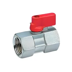 Kugelhahn Mini aus Messing mit rotem Griff, 1/4 IG x 1/4 IG