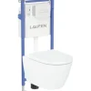 LAUFEN Wand-WC Set LIDA Tiefspüler Spülrandlos weiß glänzend mit WC-Sitz, Vorwandelement und Betätigungsplatte weiß H869LI10000001