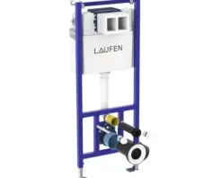 LAUFEN Wand-WC Set LIDA Tiefspüler Spülrandlos weiß glänzend mit WC-Sitz, Vorwandelement und Betätigungsplatte weiß H869LI10000001