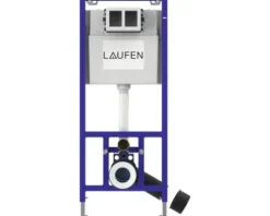 LAUFEN Wand-WC Set LIDA Tiefspüler Spülrandlos weiß glänzend mit WC-Sitz, Vorwandelement und Betätigungsplatte weiß H869LI10000001