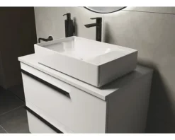 LAUFEN Waschtischplatte LIDA 80,6 x 46 x 2 cm Kompaktmarmor weiß matt