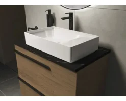 LAUFEN Waschtischplatte LIDA 80,6 x 46 x 2 cm Kompaktmarmor schwarz matt