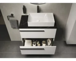 LAUFEN Waschtischplatte LIDA 80,6 x 46 x 2 cm Kompaktmarmor schwarz matt