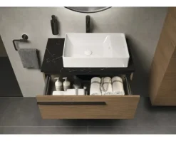 LAUFEN Waschtischplatte LIDA 80,6 x 46 x 2 cm Kompaktmarmor schwarz matt