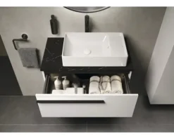 LAUFEN Waschtischplatte LIDA 80,6 x 46 x 2 cm Kompaktmarmor schwarz matt