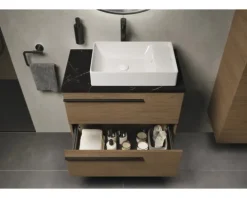 LAUFEN Waschtischplatte LIDA 80,6 x 46 x 2 cm Kompaktmarmor schwarz matt