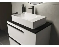 LAUFEN Waschtischplatte LIDA 80,6 x 46 x 2 cm Kompaktmarmor schwarz matt