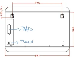 LED Badspiegel 100x70 cm mit Touch On/Off IP 44 (fremdkörper- und spritzwassergeschützt)