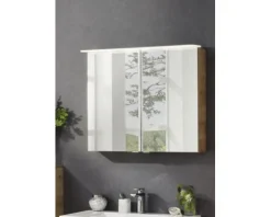 LED-Spiegelschrank Fackelmann b.perfekt 80x69x15 cm 2-türig Ast-eiche