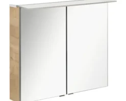 LED-Spiegelschrank Fackelmann b.perfekt 80x69x15 cm 2-türig Ast-eiche