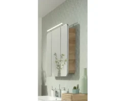 LED Spiegelschrank FACKELMANN Milano 90x78x15,5 cm Ast-Eiche 3 Türen