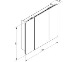 LED Spiegelschrank FACKELMANN Milano 90x78x15,5 cm Ast-Eiche 3 Türen