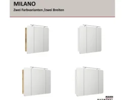 LED Spiegelschrank FACKELMANN Milano 90x78x15,5 cm weiß 3 Türen