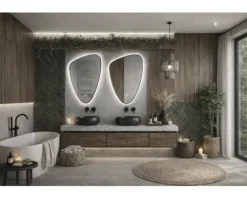Lichtspiegel Cordia ORGANIC LINE BACKLIGHT 60 x 90 cm schwarz IP 44
