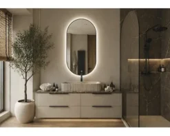 Lichtspiegel Cordia OVAL LINE BACKLIGHT 100 x 50 cm schwarz IP 44